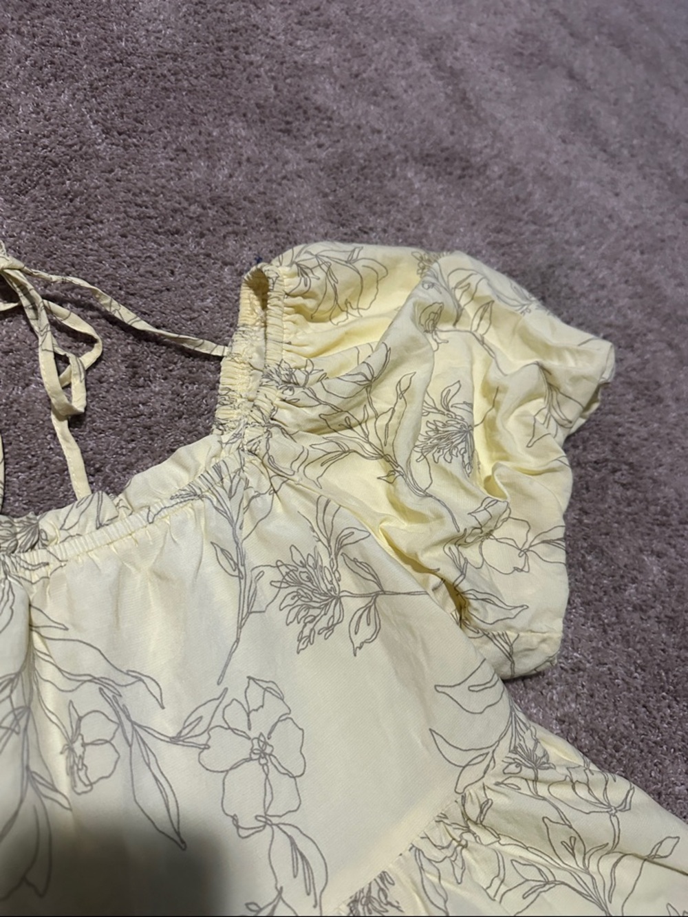 Yellow Floral Puff-Sleeve Peasant Top - Picture 7 of 9